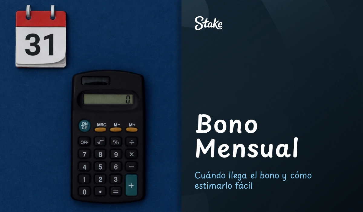 Calculadora y calendario que simbolizan el bono mensual en Stake