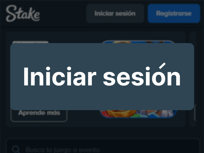 Página móvil de Stake con acceso a “Iniciar sesión” para entrar a la cuenta.
