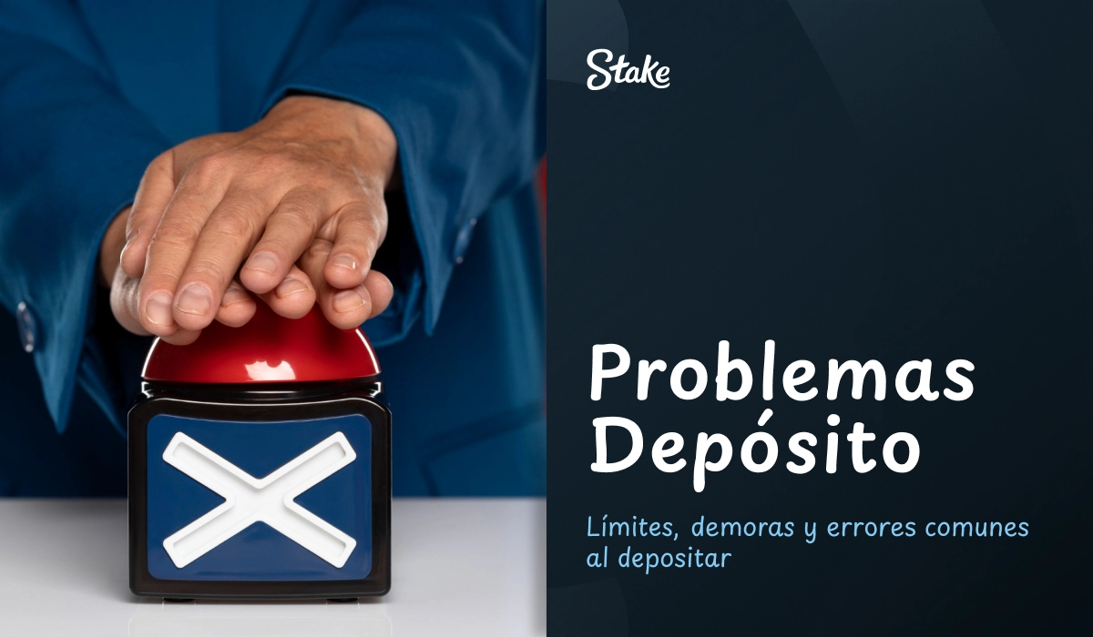 Mano presionando botón rojo con símbolo de error en depósito