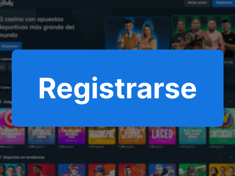 Botón “Registrarse” en la página principal de Stake para iniciar el registro.