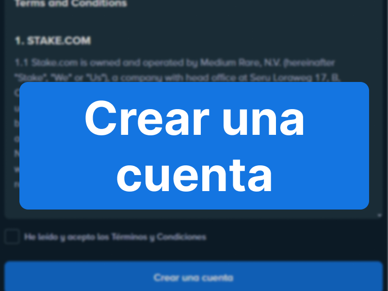 Botón “Crear una cuenta” en Stake