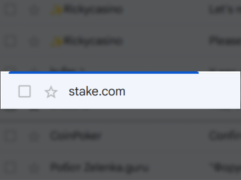 Abrir stake.com en el navegador para revisar el correo de confirmación.