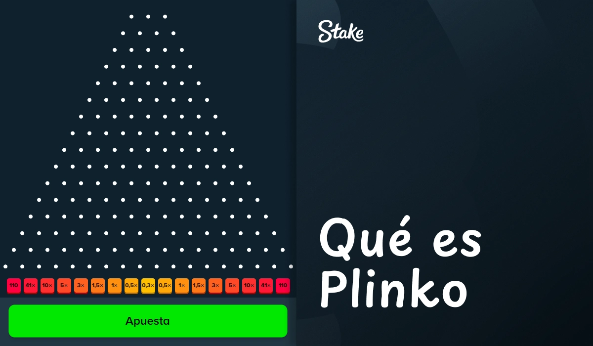 Tablero de Plinko con clavijas y barra verde Apuesta en interfaz de Stake casino online